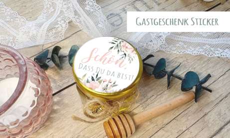 Gastgeschenk Sticker Schön, dass Du da bist