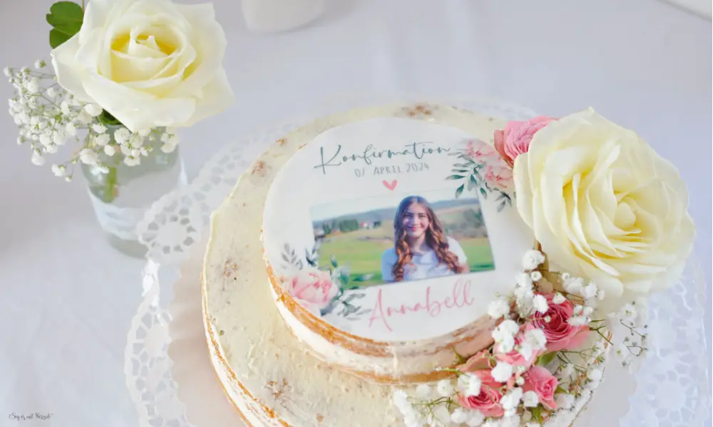 Torte zur Konfirmation selber backen, Individuelles Tortenbild mit Rezept