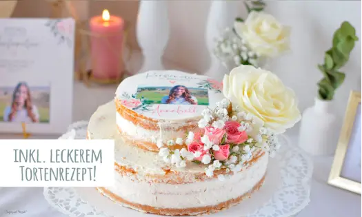 Konfirmationstorte selber backen Rezept mit Tortenbild