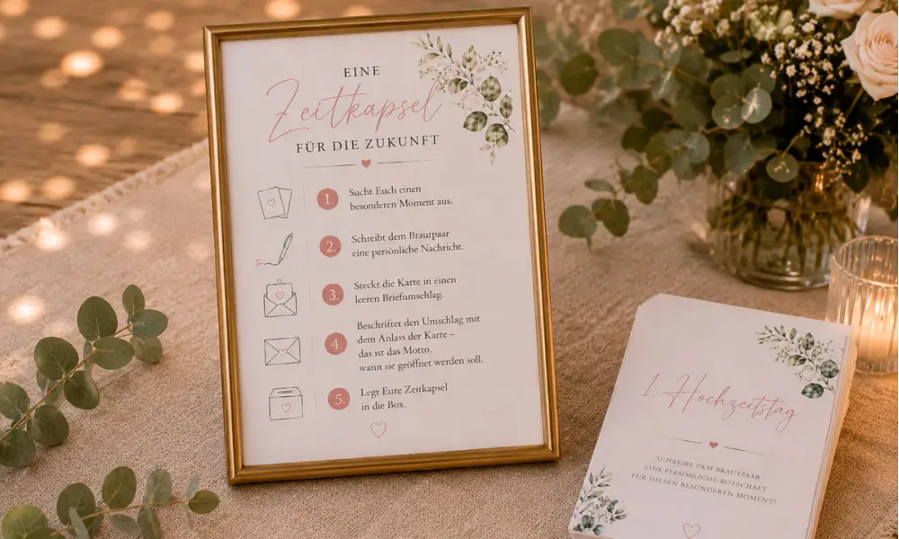 Hochzeit Ablaufplan für die Gäste für Zeitkapsel Karten