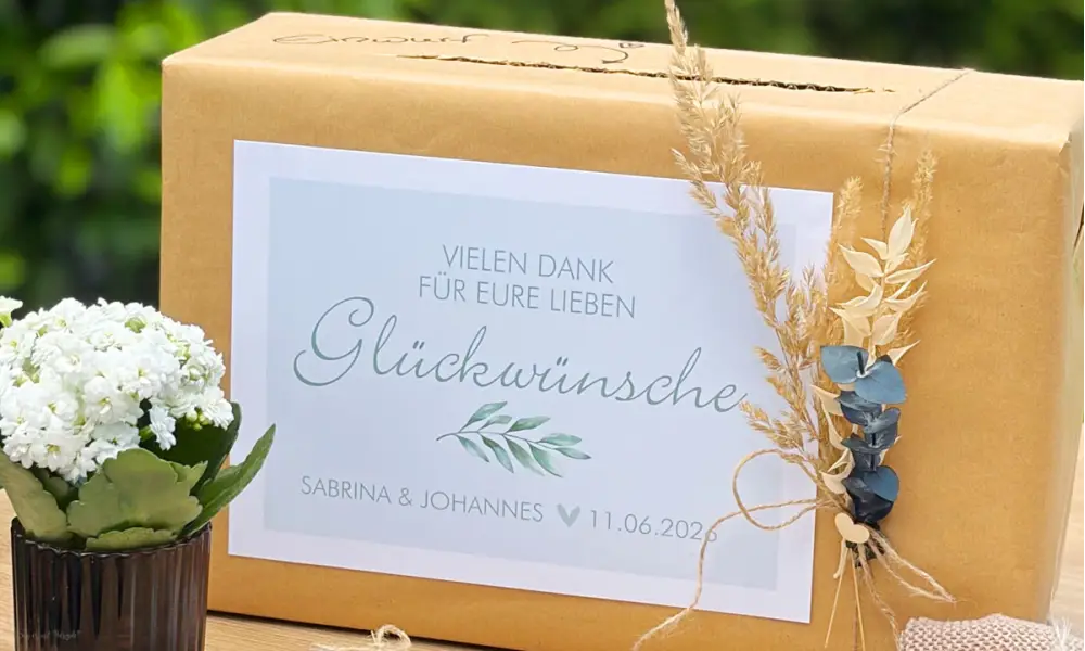 Kartenbox zur Hochzeit Cover in salbei für Glückwunsch Karten