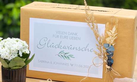 Kartenbox zur Hochzeit Cover in salbei für Glückwunsch Karten