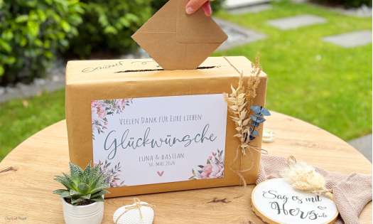 Kartenbox zur Hochzeit Cover in rosa salbei für Glückwunsch Karten