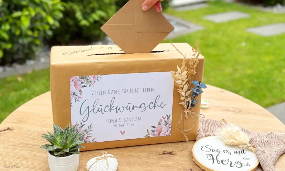 Kartenbox zur Hochzeit Cover in rosa salbei für Glückwunsch Karten
