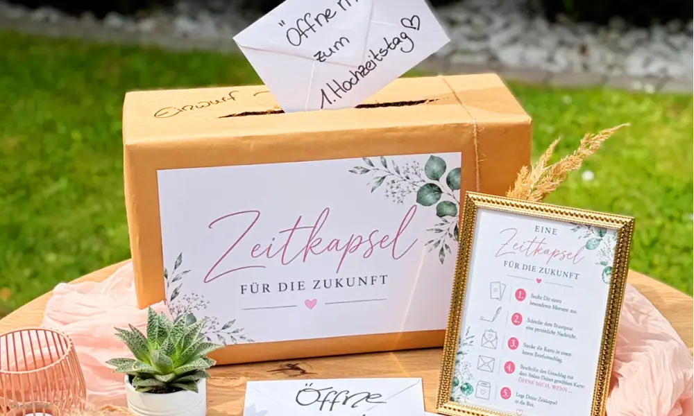 Kartenbox zur Hochzeit Cover Zeitkapsel in rosa salbei