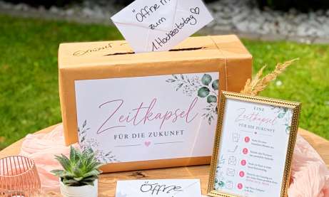 Kartenbox zur Hochzeit Cover Zeitkapsel in rosa salbei