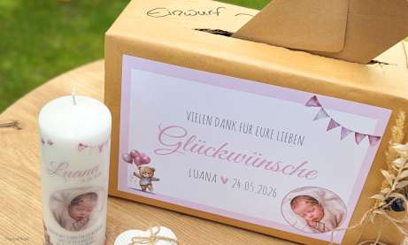 Kartenbox für Mädchen zur Taufe in rosa