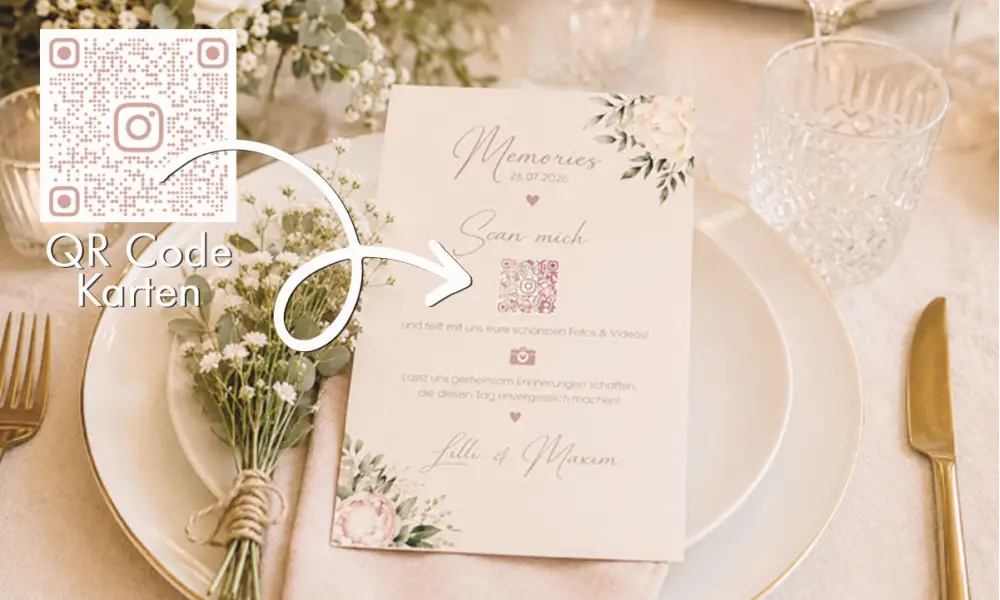 QR Code Karten Hochzeit rosa salbei