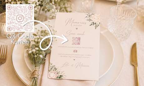 QR Code Karten Hochzeit rosa salbei