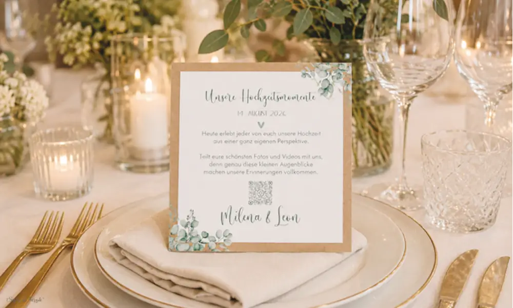 Personalisierte QR-Code Karte für die Hochzeit
