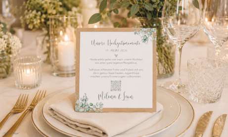 Personalisierte QR-Code Karte für die Hochzeit
