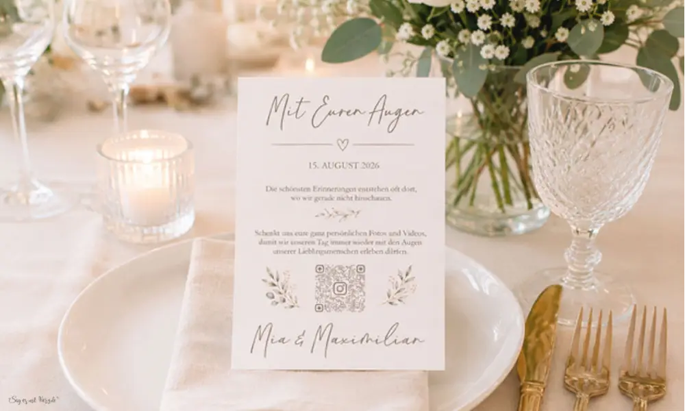 Hochzeit QR-Code für Fotos der Gäste