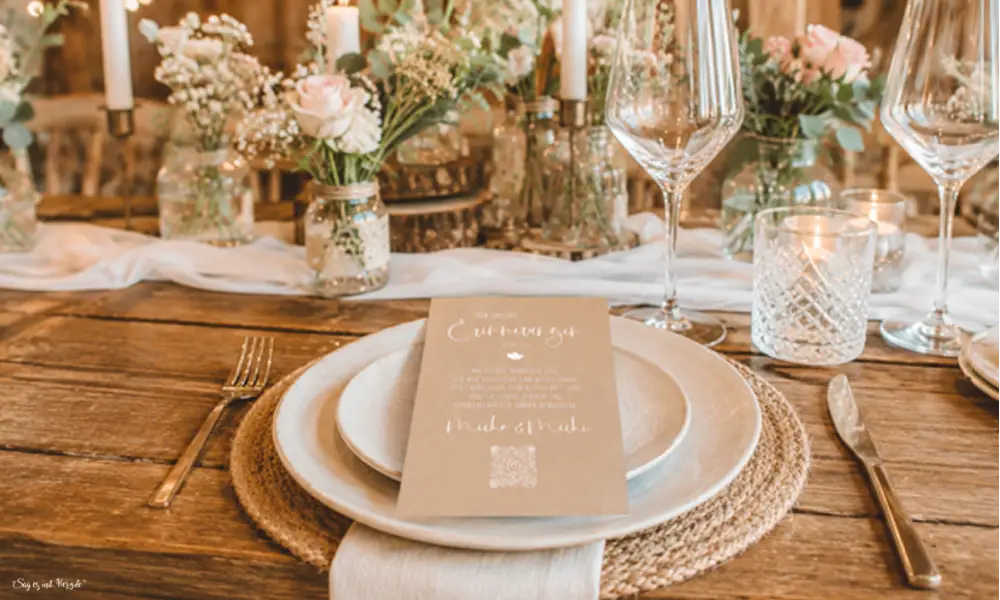 Hochzeitskarte mit QR-Code für Gästefotos