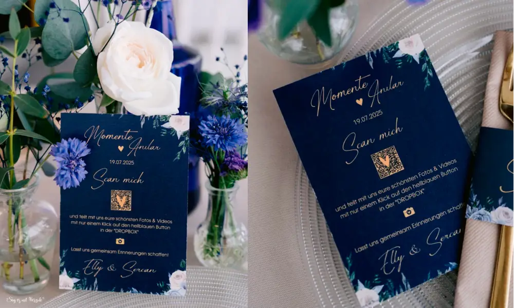 QR Code Karte zur Hochzeit Gästefotos sammeln