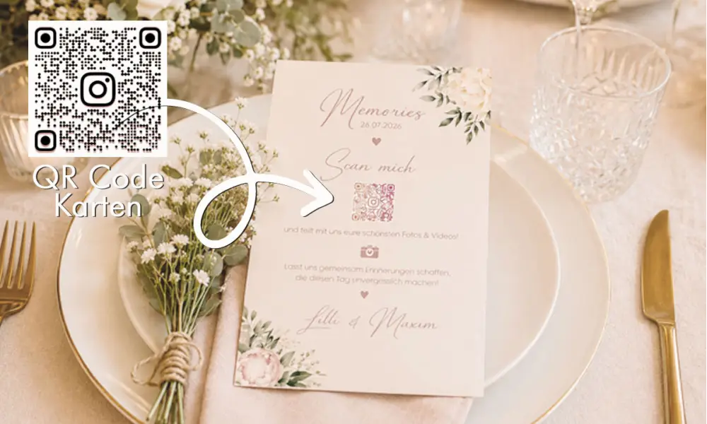 QR Code Karten Hochzeit rosa salbei
