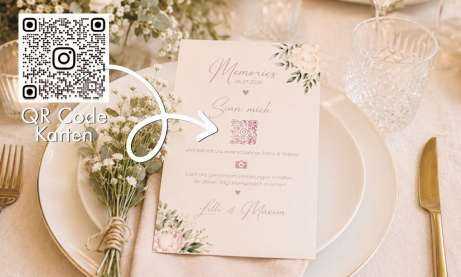 QR Code Karten Hochzeit rosa salbei