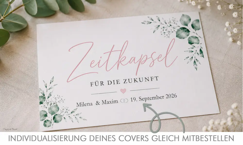 Zeitkapsel Box Cover mit Hochzeitsdatum und Namen Brautpaar