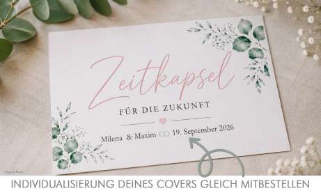 Zeitkapsel Box Cover mit Hochzeitsdatum und Namen Brautpaar