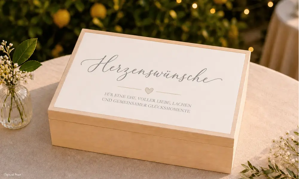 Wunschbaum Karten zur Hochzeit mit Cover für die Kartenbox