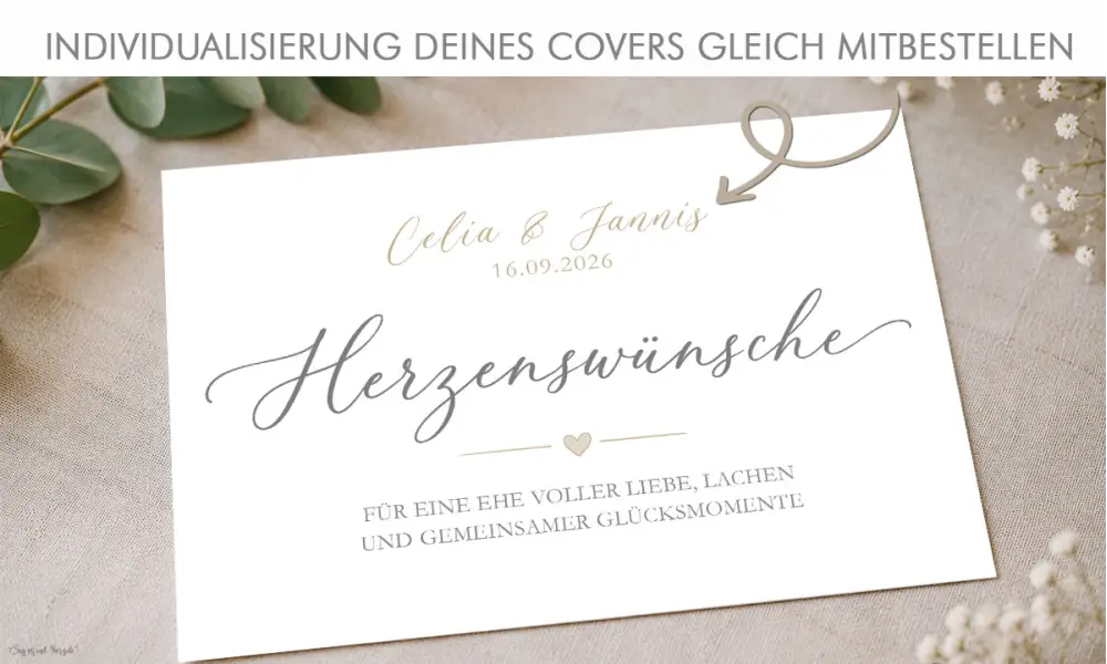 Wunschbaum Cover individualisiert mit Namen des Brautpaares
