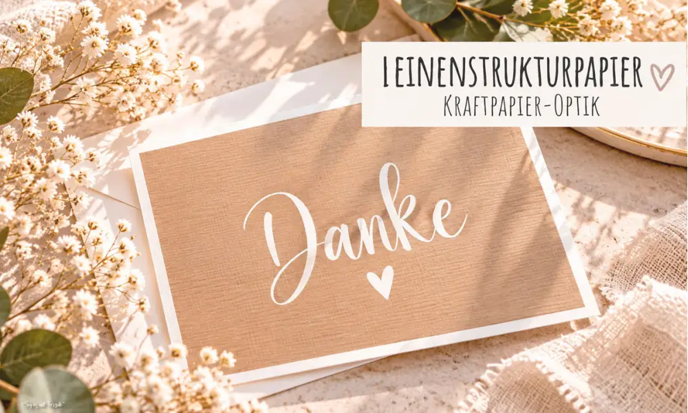 Moderne Karte aus Leinenstrukturpapier mit Kraftpapier Optik