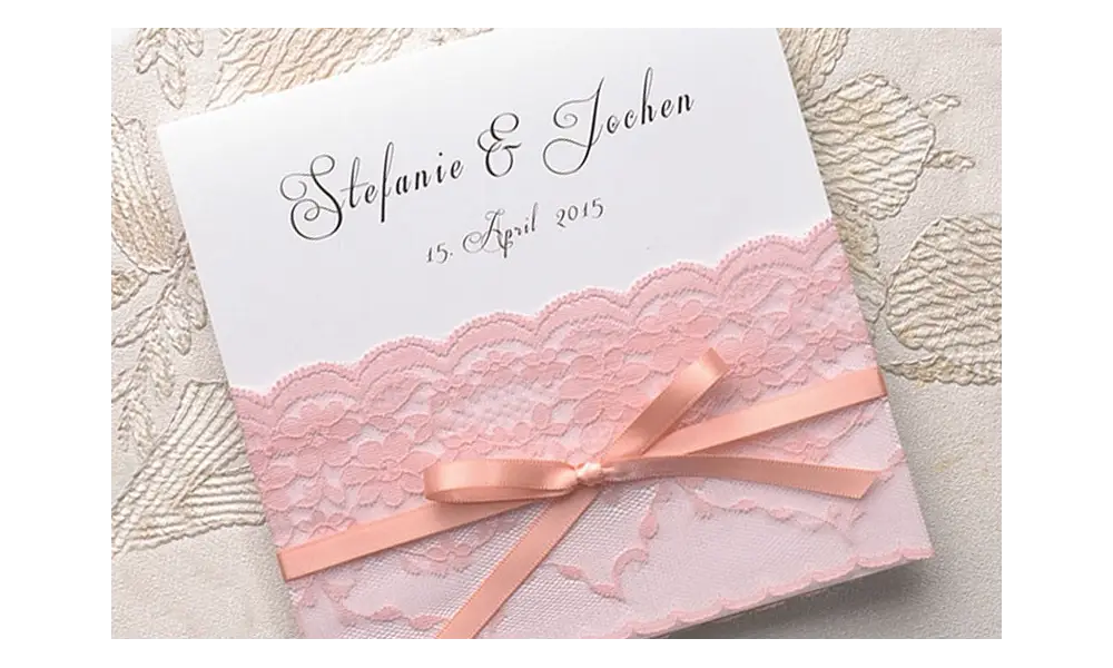 Hochzeitseinladung Vintage rosa Spitze diy