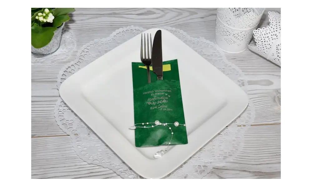 Edle Serviettentaschen "Sacchettos" mit individuellem Aufdruck