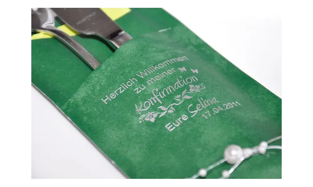 Edle Serviettentaschen "Sacchettos" mit individuellem Aufdruck