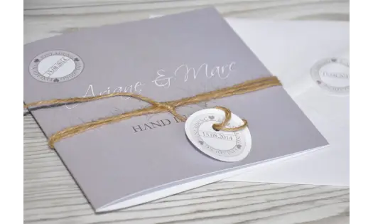 Einladungskarte Hochzeit "für immer", Klappkarte Quadrat, braun