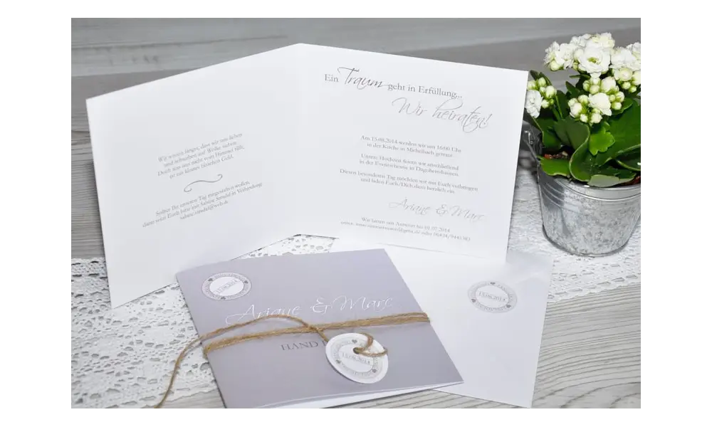 Einladungskarte Hochzeit "für immer", Klappkarte Quadrat, braun