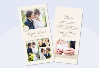Danksagungskarte Hochzeit Collage, creme