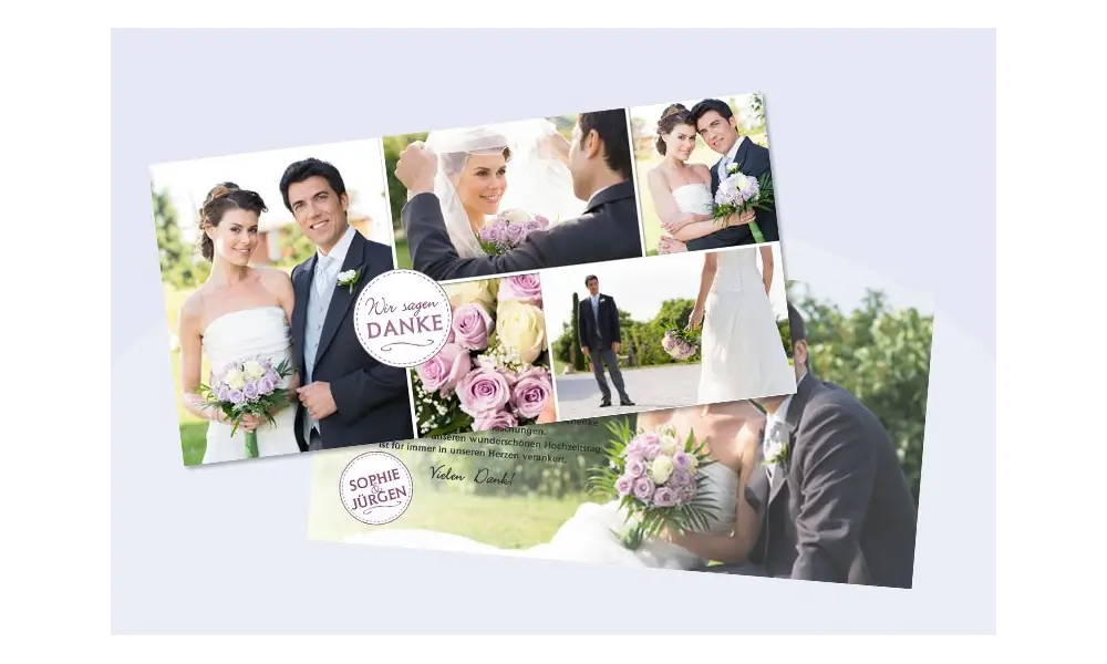 Danksagungskarte Hochzeit "Wir sagen Danke" altrosa
