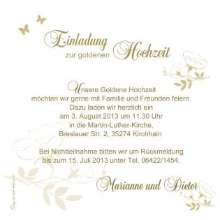 Einladungskarte Goldhochzeit