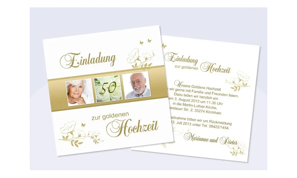 Einladungskarte Goldhochzeit