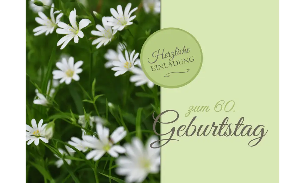 Einladung zum 60. Geburtstag "Herzlich" hellblau