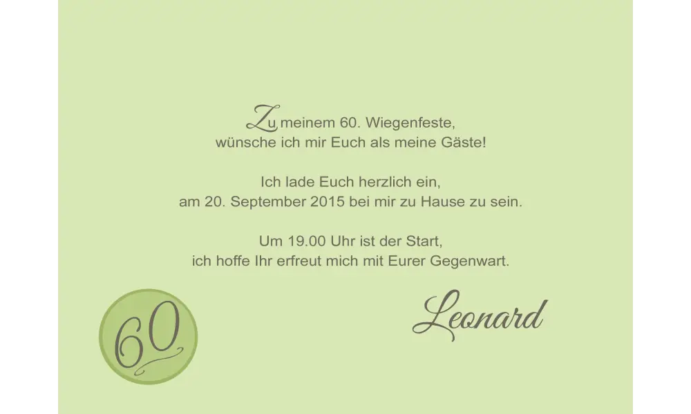 Einladung zum 60. Geburtstag "Herzlich" hellblau