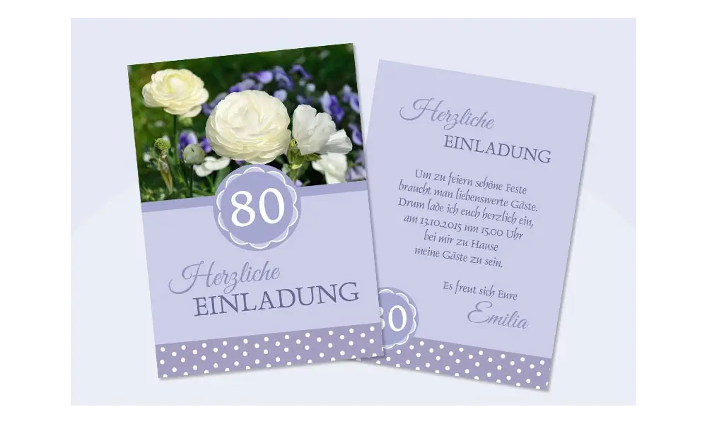 Einladung zum 60. Geburtstag "Herzlich" hellblau