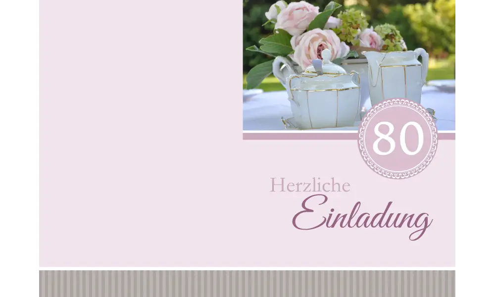 Einladung zum 80. Geburtstag "Kaffee" rosé