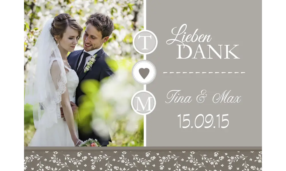 Danksagungskarte Hochzeit, "Verliebt"