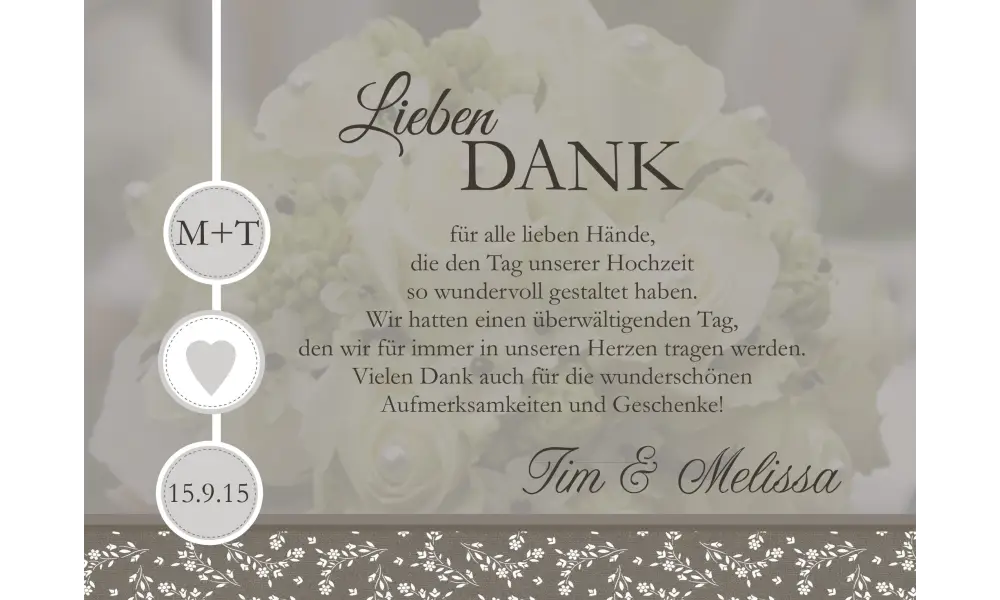 Danksagungskarte Hochzeit, "Verliebt"