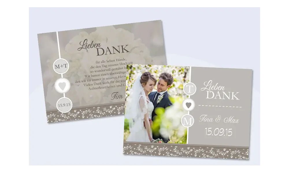 Danksagungskarte Hochzeit, "Verliebt"
