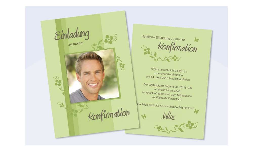 Einladung Konfirmation grün