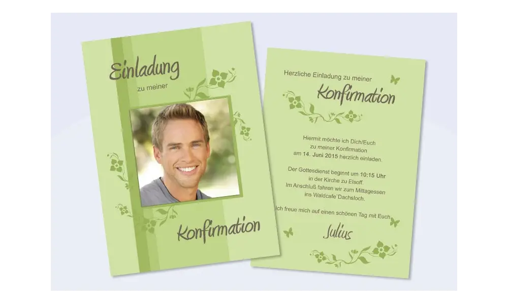 Einladung Konfirmation grün