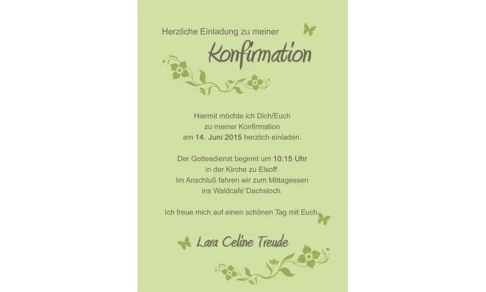 Einladung Konfirmation grün