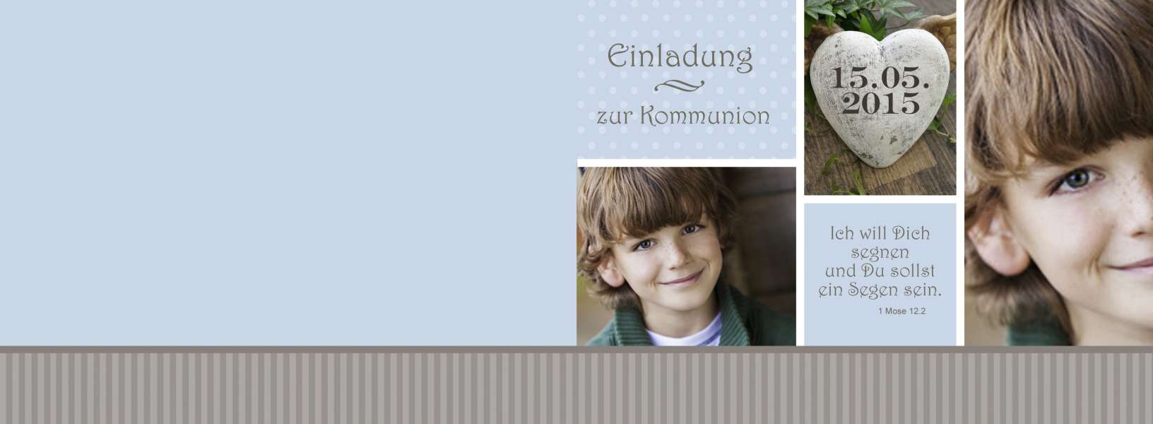 Einladung Kommunion / Konfirmation, Klappkarte, 4-seitig A6