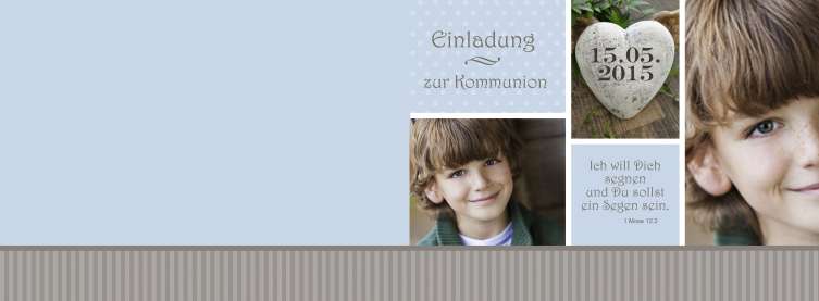 Einladung Kommunion / Konfirmation, Klappkarte, 4-seitig A6