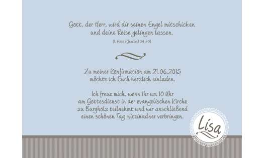 Einladung Zur Konfirmation Postkarte Mit Foto Hellblau