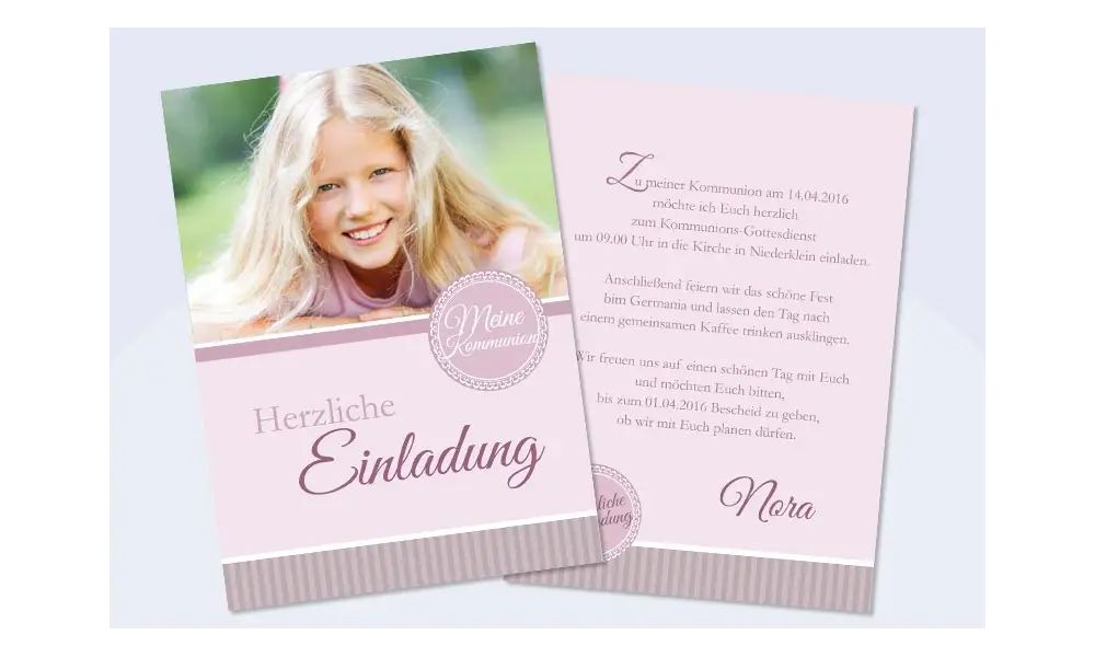 Einladung zur Konfirmation, DIN A6 braun hellblau