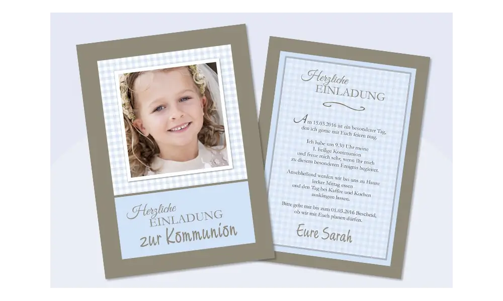 Einladungskarte Kommunion Konfiramtion "Karo"
