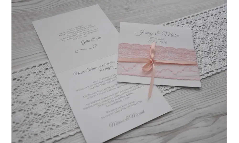 Hochzeitseinladung Vintage rosa Spitze diy